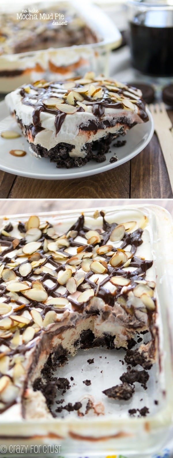 No Bake Mocha Mud Pie Dessert - layers of Oreos, pudding, and coffee flavors all rolled into one lush!
