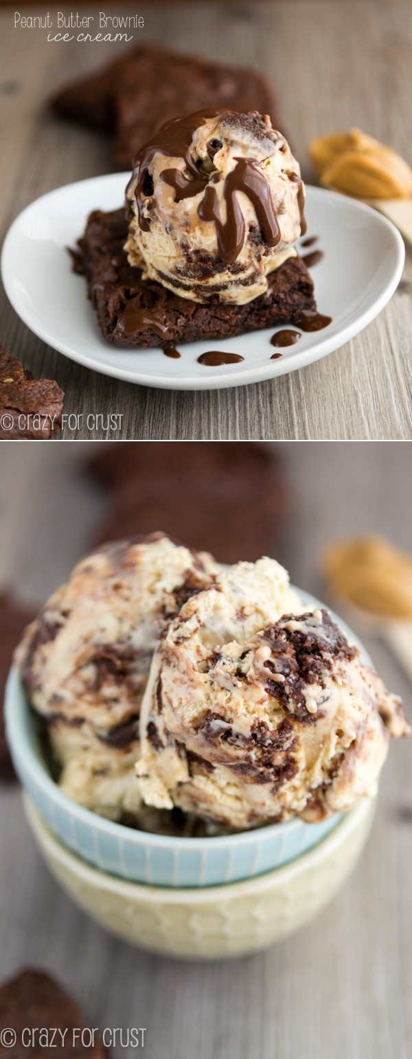 Easy Peanut Butter Brownie Ice Cream - full of peanut butter and chocolate flavor!