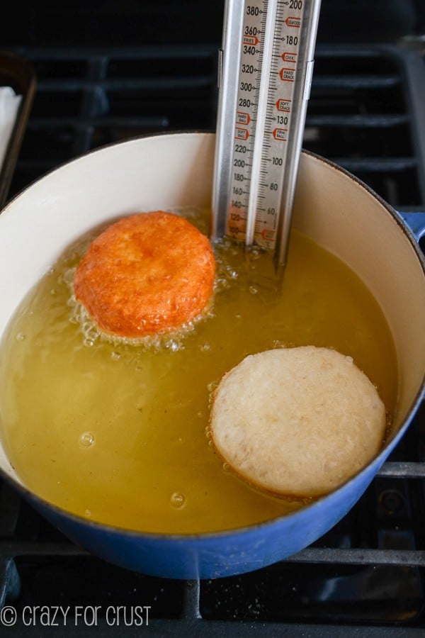 doughnuts in pan with oil