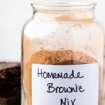 jar of brownie mix with words on photo