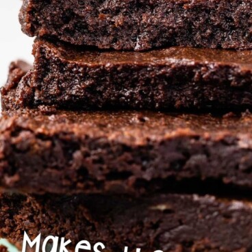 stack of brownies with words on photo
