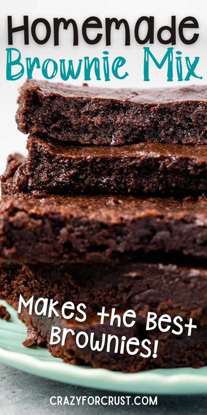 stack of brownies with words on photo