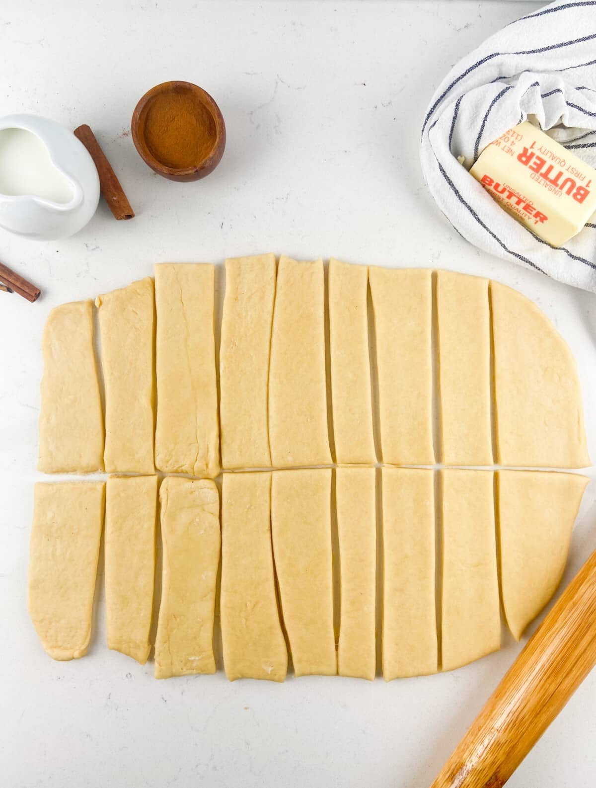 sliced dough.