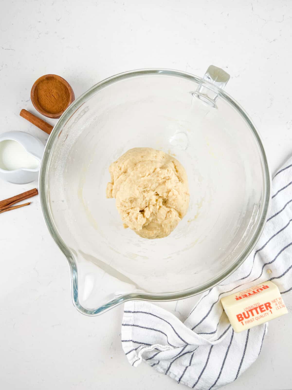 bread dough in bowl.