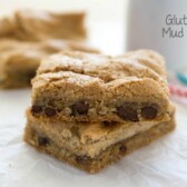 cookie bar with chocolate chips on parchment