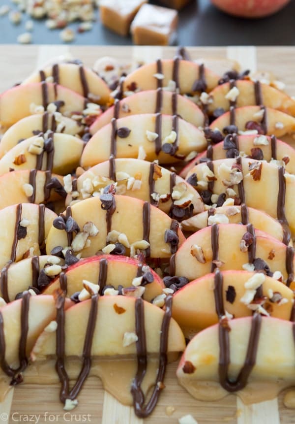 Hazelnut Caramel Apple Nachos - an easy snack or dessert perfect for fall.