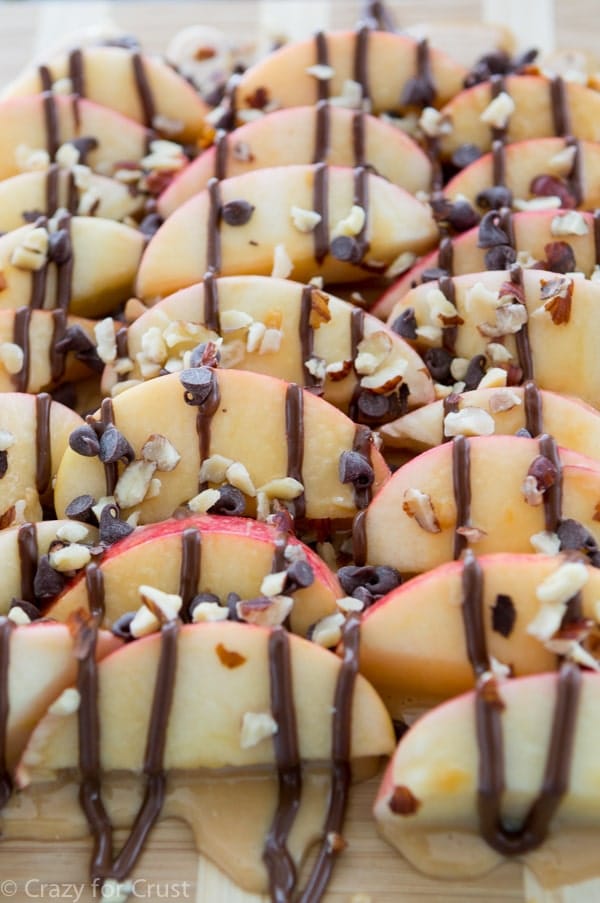 Hazelnut Caramel Apple Nachos - an easy snack or dessert perfect for fall.