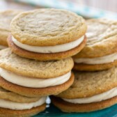 golden oreos on teal plate