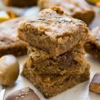 stack of butterfinger bars on white board