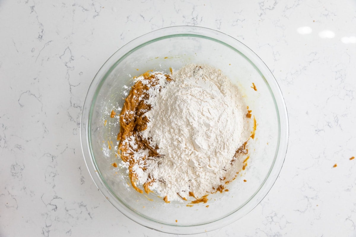 batter in clear bowl with flour