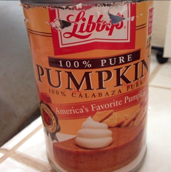 a orange can of Libby's pumpkin 