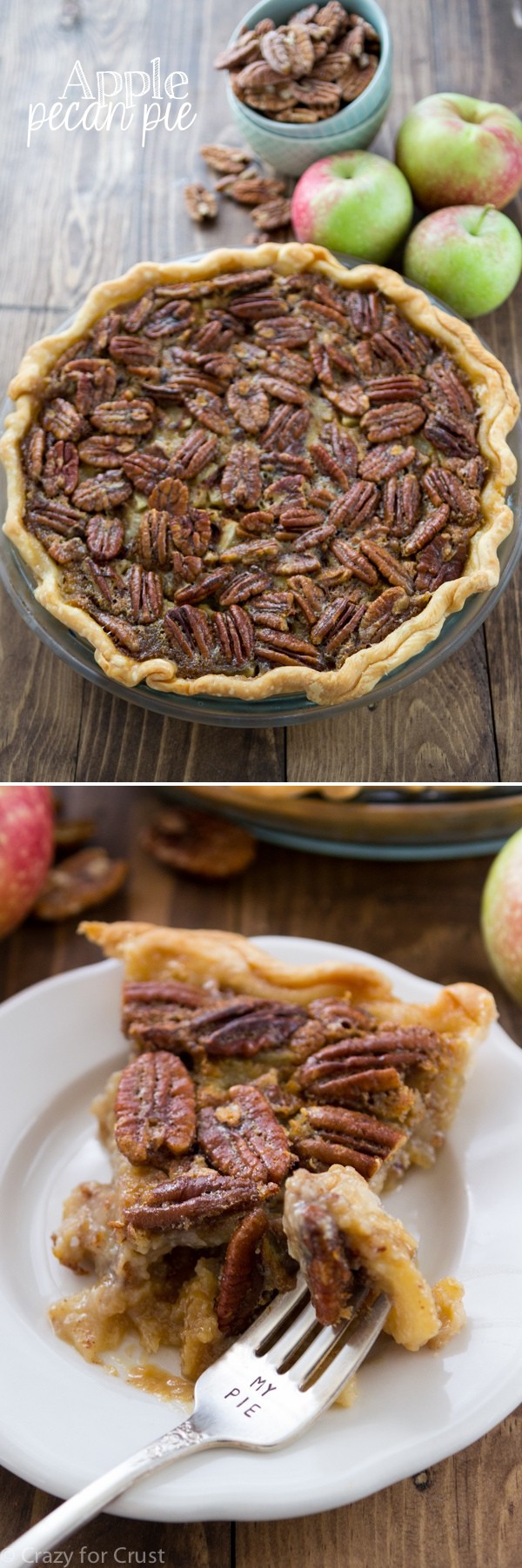 Apple Pecan Pie - Apple Pie and Pecan Pie all in one dessert recipe!
