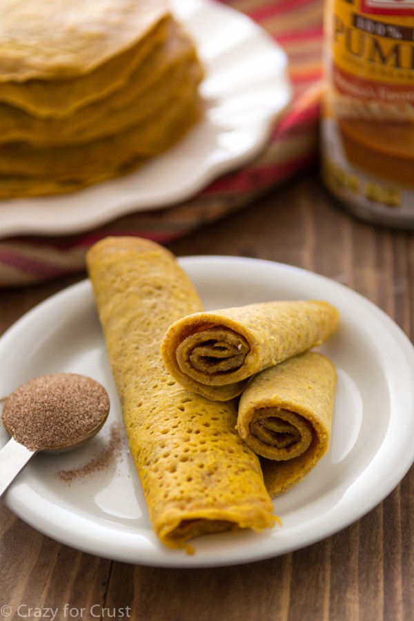 Cinnamon Sugar Pumpkin Pancake Rolls - easy and portable, they're the perfect breakfast.
