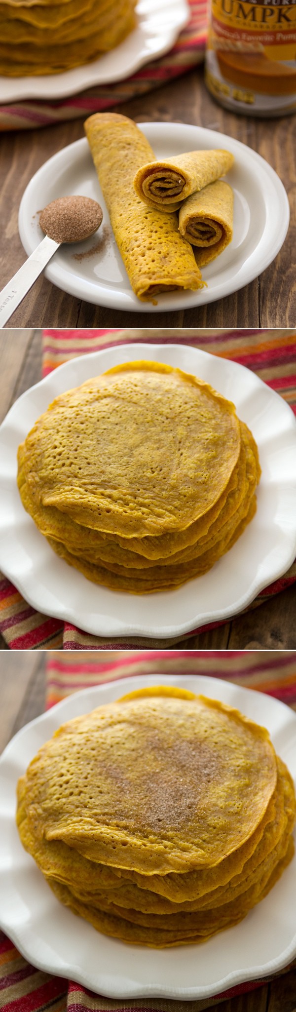 Cinnamon Sugar Pumpkin Pancake Rolls - easy and portable, they're the perfect breakfast.