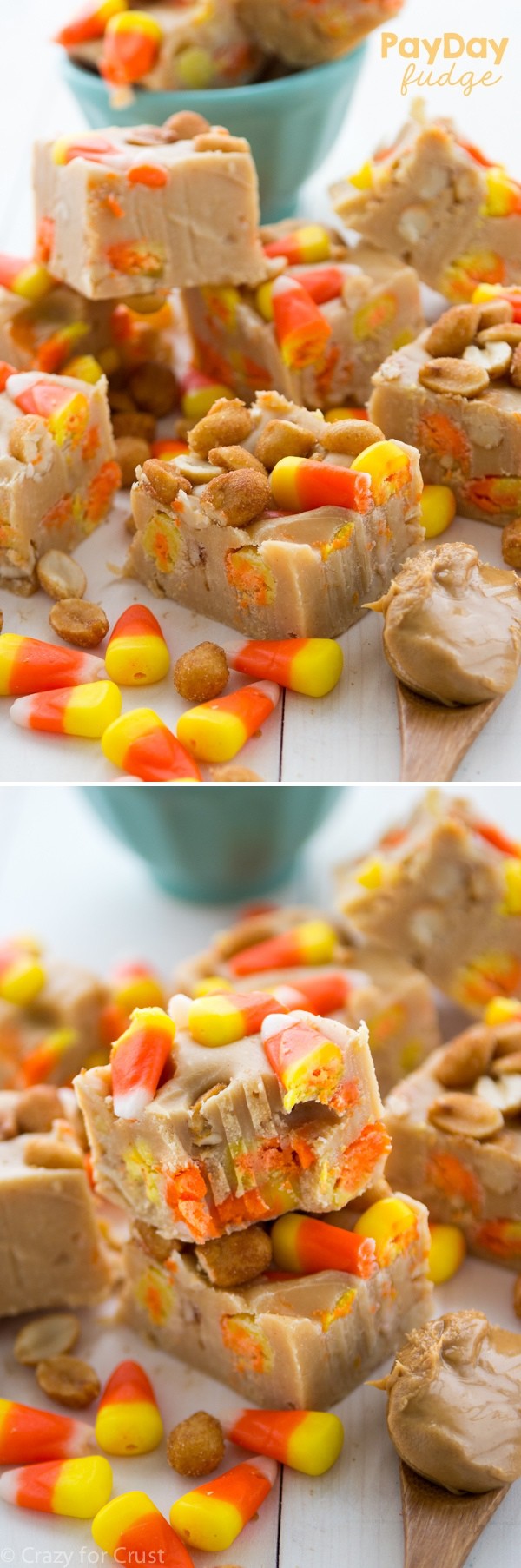 PayDay Fudge: peanut butter fudge with candy corn and peanuts!!