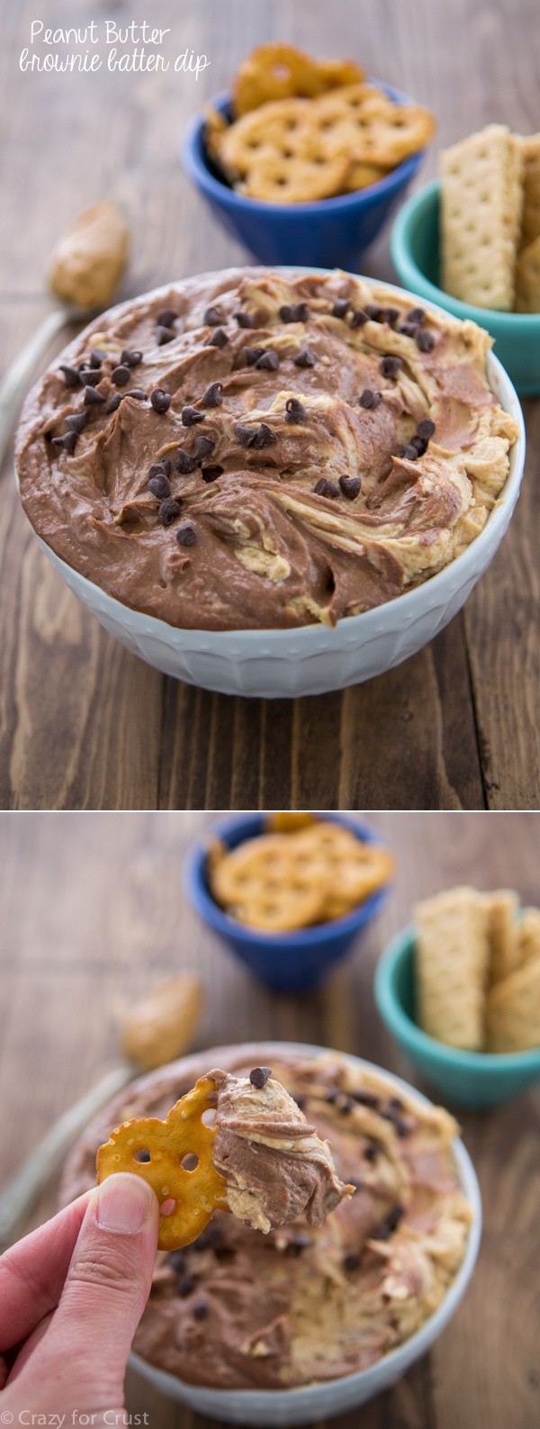 Peanut Butter Brownie Batter Dip - totally from scratch, this dip is perfect for any party!