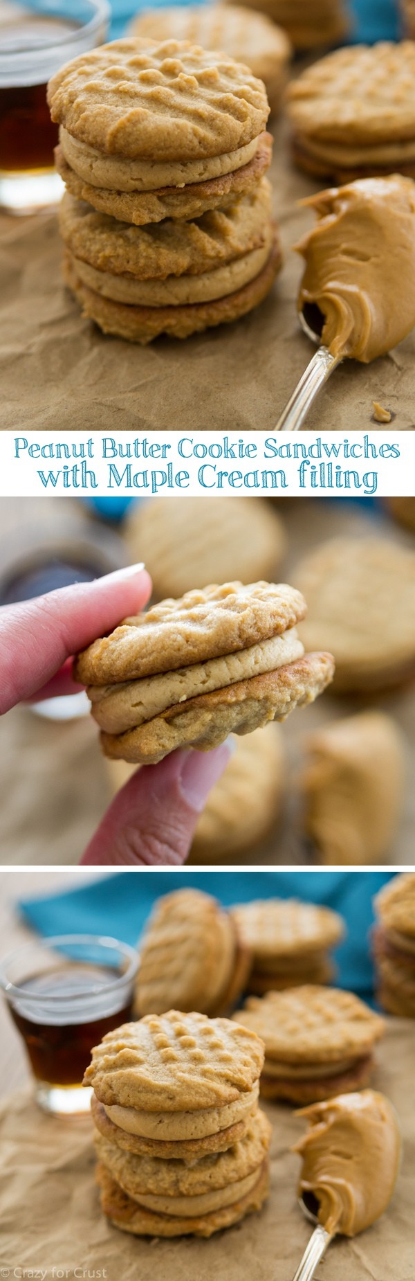 These Peanut Butter Sandwich Cookies are filled with peanut butter maple cream filling!