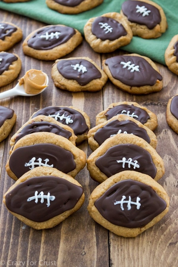 Peanut Butter Football Cookies - easy to make from my favorite peanut butter cookie recipe!