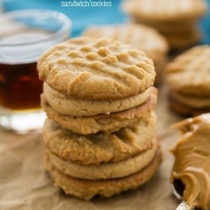 peanut butter cookies sandwiched with frosting