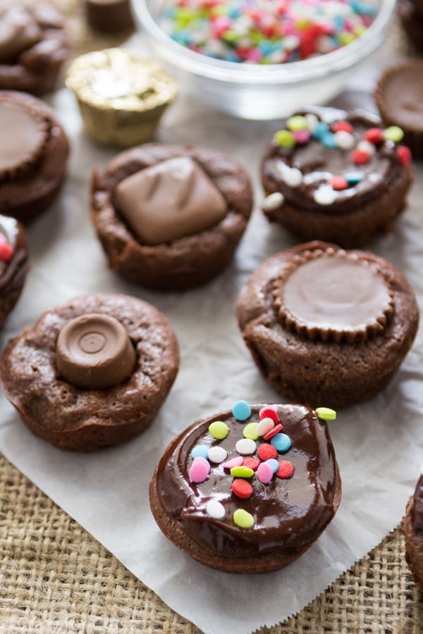 brownie bites with ganache and candy