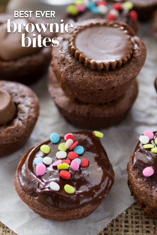 brownie bites with ganache and candy