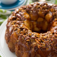 pull apart bundt shaped bread on white plate