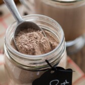 hot chocolate mix in jar with scoop