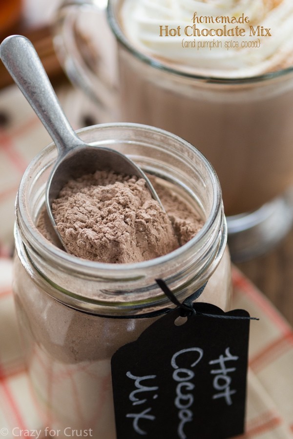 hot chocolate mix in jar with scoop