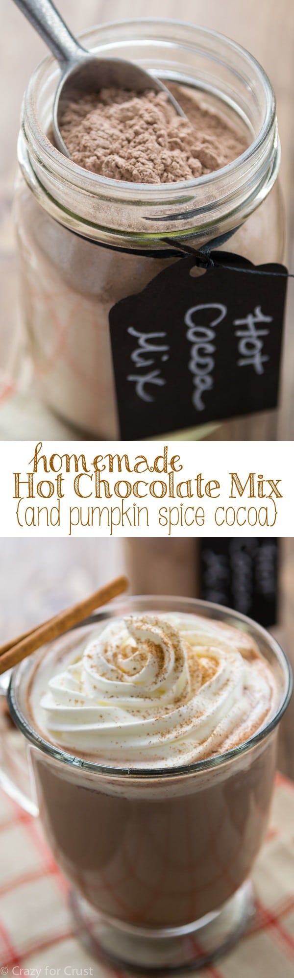 This recipe is for the best Homemade Hot Chocolate Mix. It's dairy-free and easy! Use it to make a pumpkin spice hot chocolate!