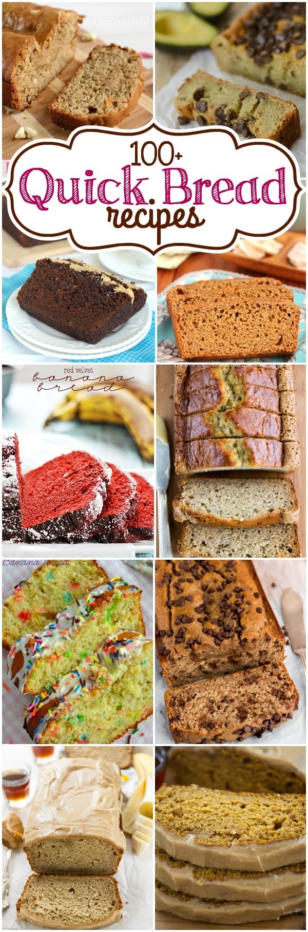 Over 100 Quick Bread Recipes from your favorite bloggers. Find banana, pumpkin, chocolate, lemon and so many more quick bread recipes!