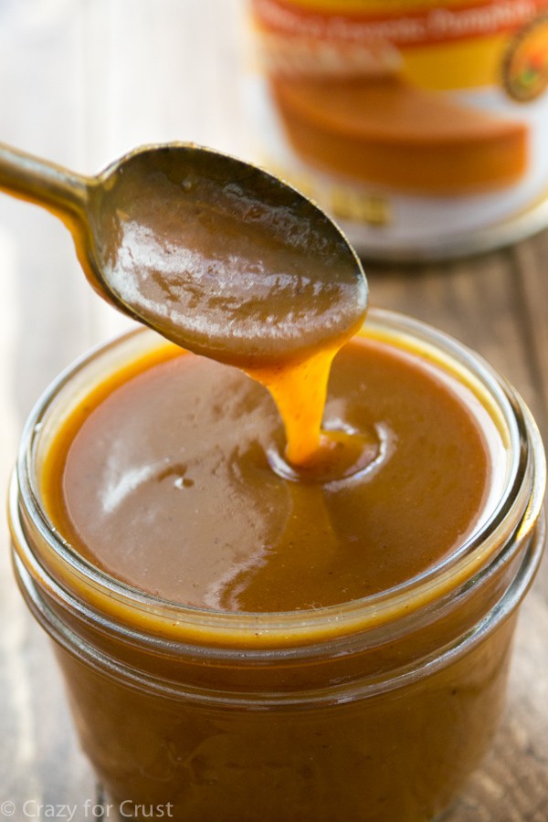 Easy Homemade Pumpkin Caramel Sauce Recipe - caramel infused with pumpkin puree for fall! 