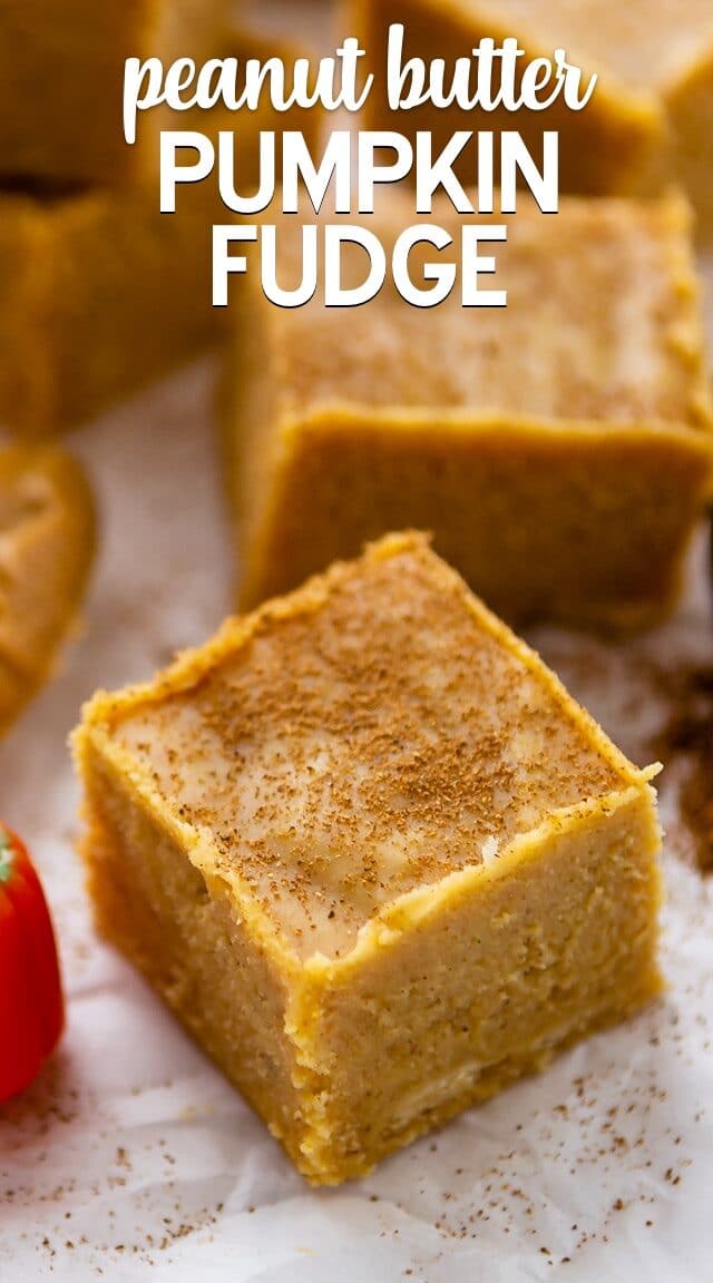 square of peanut butter pumpkin fudge