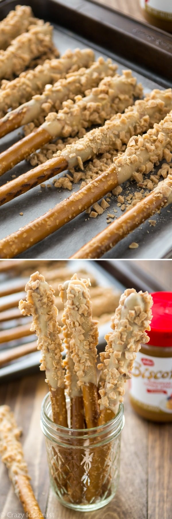 Biscoff Toffee Dipped Pretzel Rods - 10 minutes between you and the best snack ever. Plus they make a great gift!