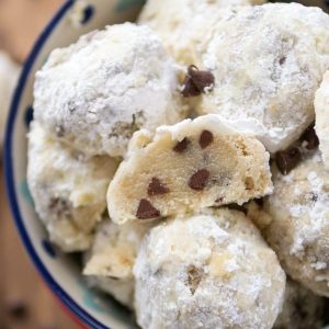 snowball cookies in bowl