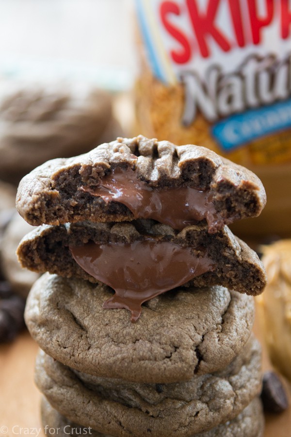 Chocolate Peanut Butter Truffle Cookies are a chocolate peanut butter cookie and they're filled with a peanut butter chocolate truffle!