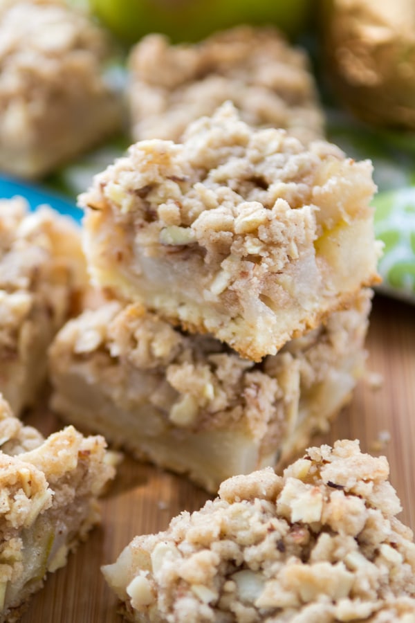 stack of pear pie bars