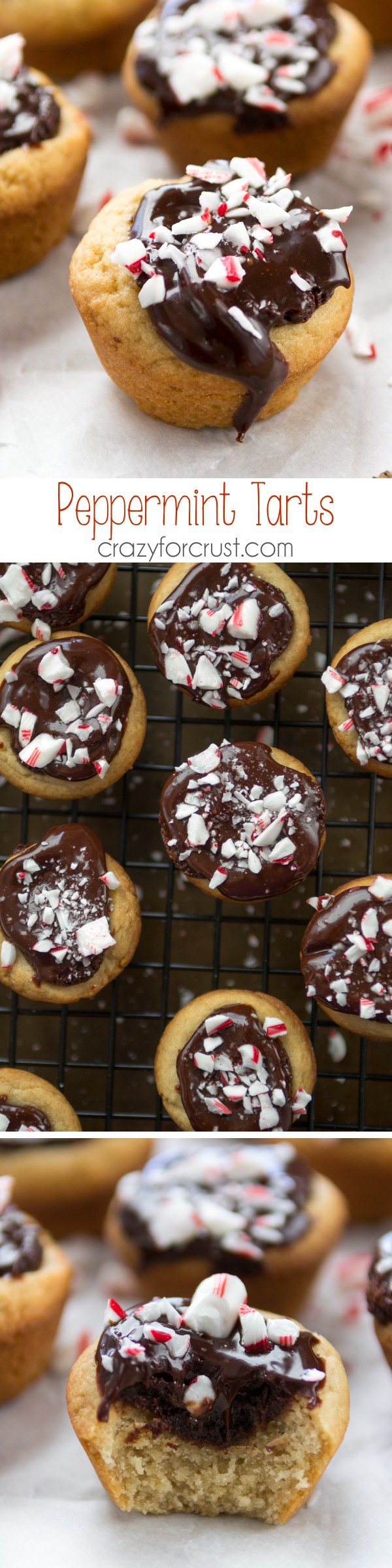 Peppermint Tassies made with sugar cookies and chocolate ganache!
