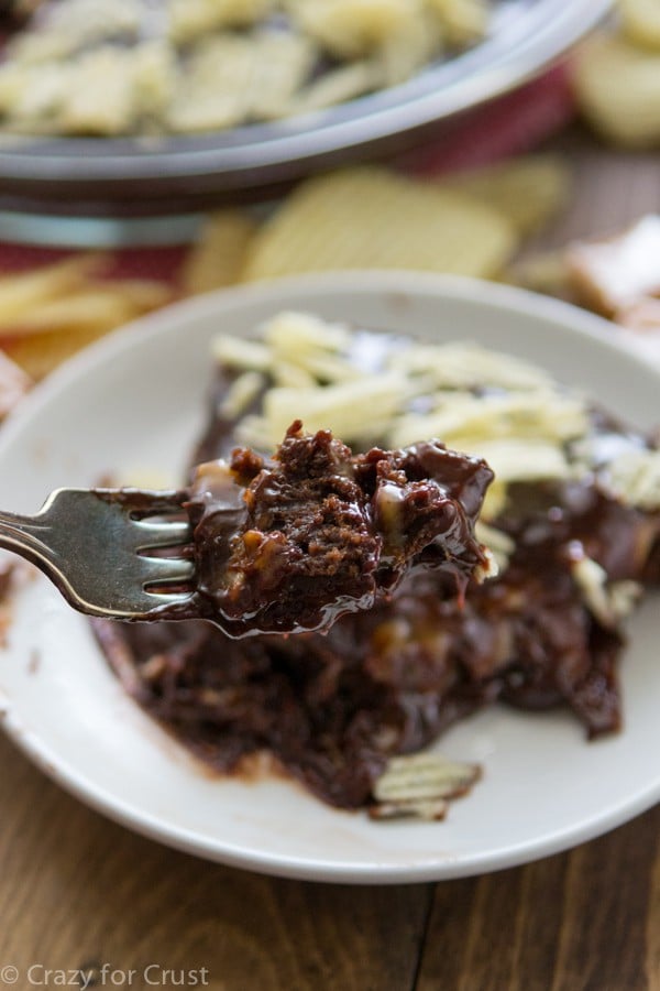 Potato Chip Caramel Brownie Pie