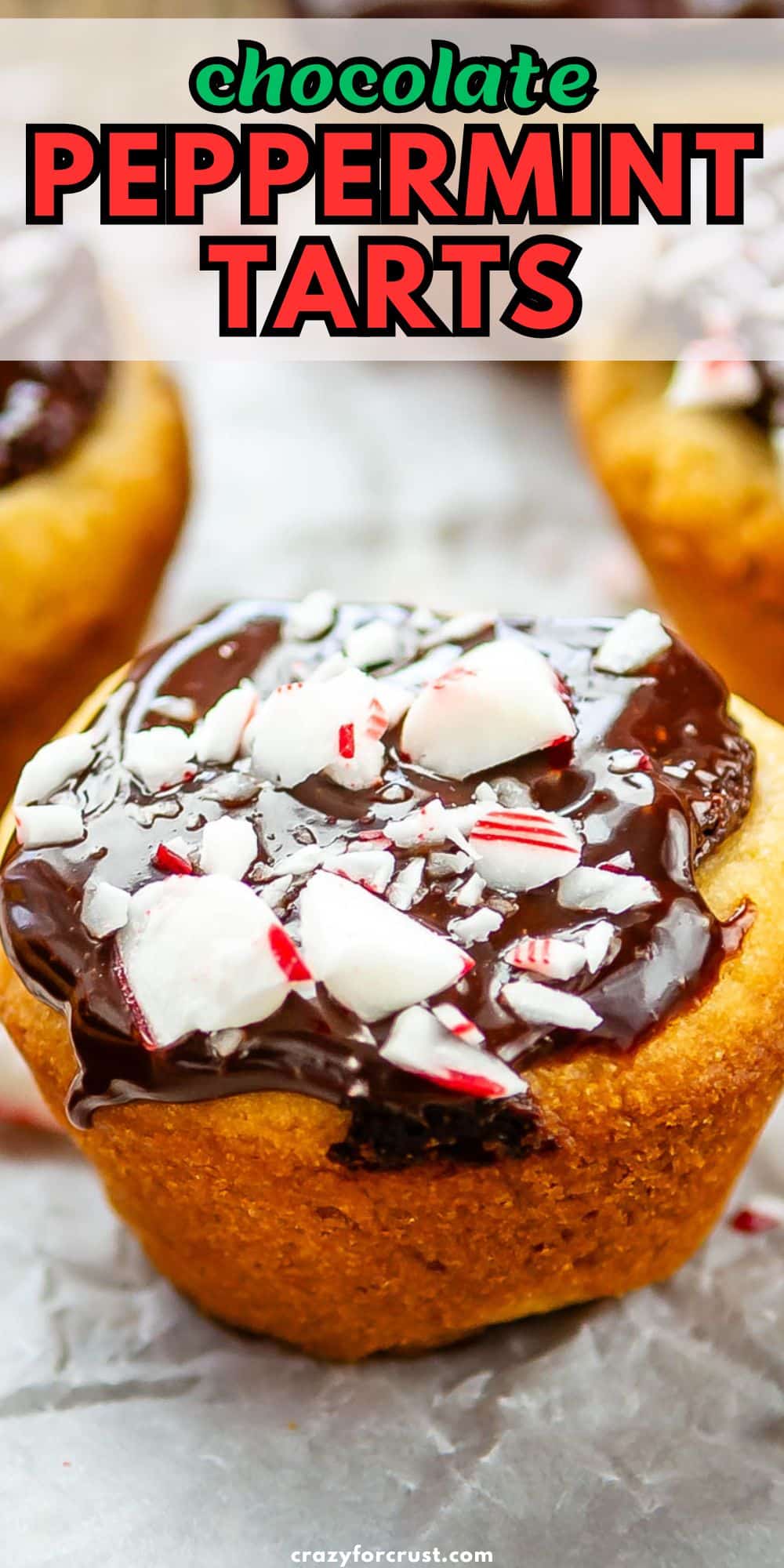 peppermint tarts on parchment paper.