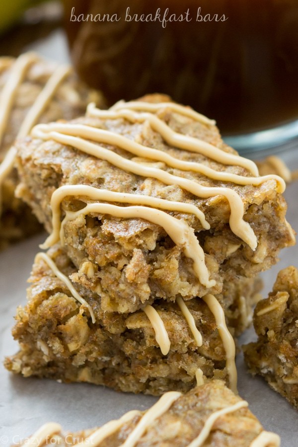 Banana Breakfast Bars are a combination granola bar, banana bread, and blondie all in one. Lighter than all 3, it's a perfect snack!