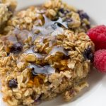 Blueberry Baked Oatmeal on a white plate