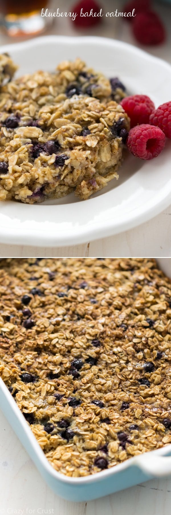 Blueberry Baked Oatmeal is a healthier, easy breakfast. Great for a crowd or to freeze for quick breakfasts!