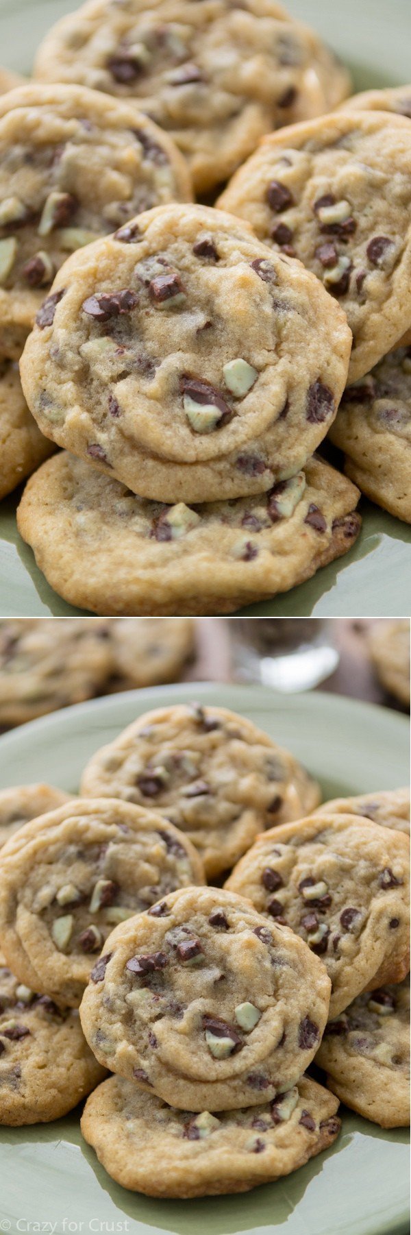 Mint Chip Chocolate Chip Cookies - Crazy for Crust
