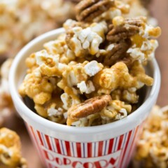 Pecan Praline Popcorn is popcorn smothered in an easy to make pecan praline.