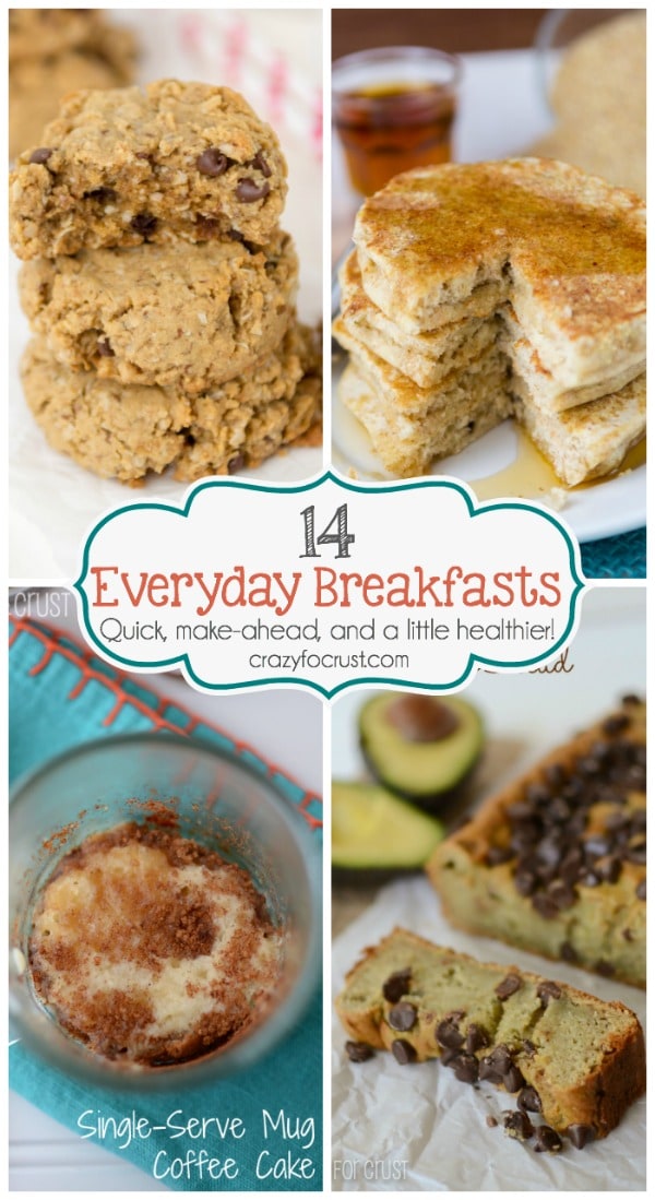 14 of my favorite Everyday Breakfasts. Each can be made ahead and frozen for quick mornings, and they're a little healthier than the original versions!