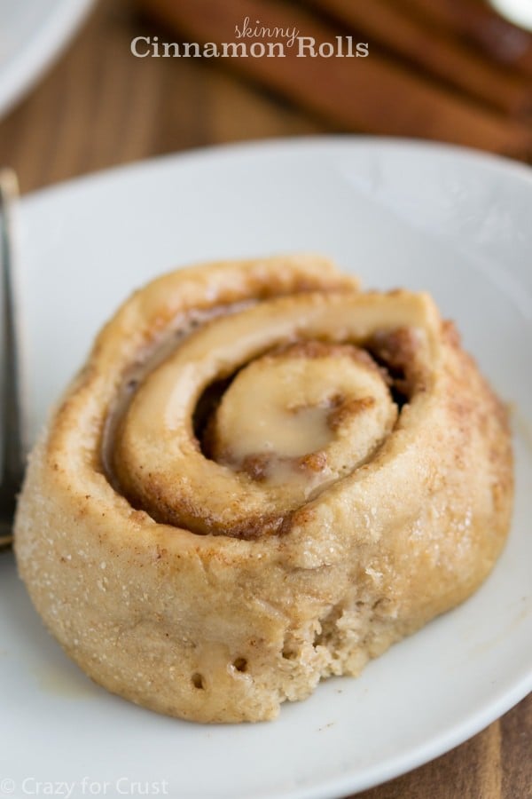 Skinny cinnamon roll on a white plate