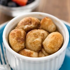 Single Serve Monkey Bread in a white custard cup