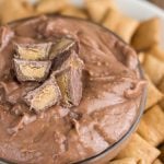 Chocolate Peanut Butter Dip (2 ingredients) surrounded by go bites to dip