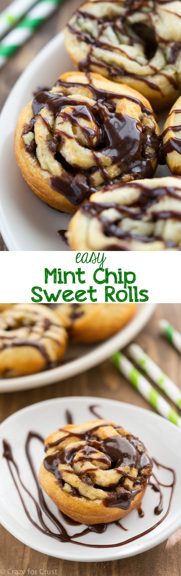 Easy Mint Chip Sweet Rolls - just a few ingredients and less than 20 minutes to have mint chip sweet rolls for breakfast!