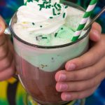 Hot Chocolate Float in a glass with two straws